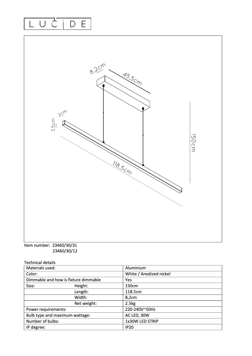 Page 1 de la notice Manuel utilisateur Lucide Sigma 23460/30/31
