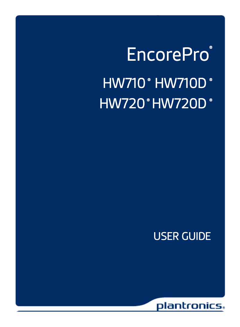 Page n°1 - Manuel utilisateur Plantronics EncorePro HW720