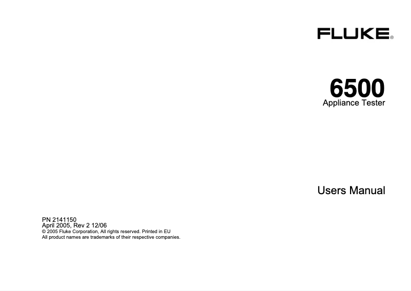 Page 1 de la notice Manuel utilisateur Fluke 6000