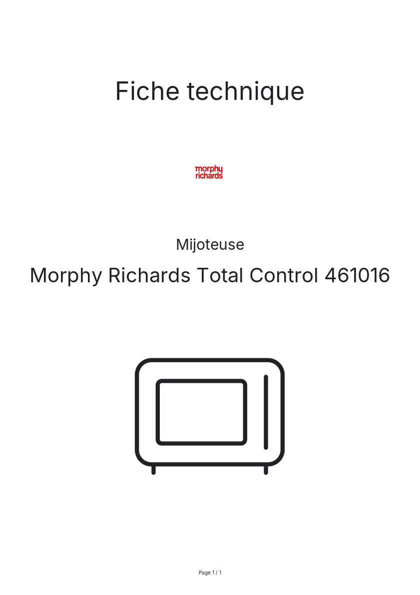 Image de la première page du manuel de l'appareil Total Control 461016