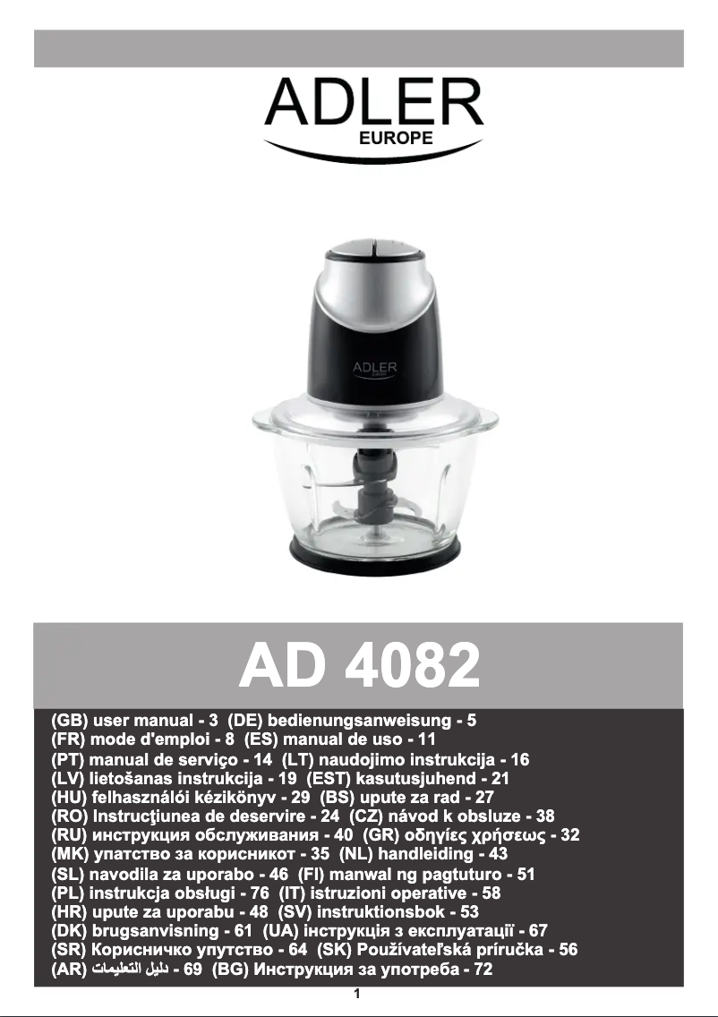 Image de la première page du manuel de l'appareil AD 4082