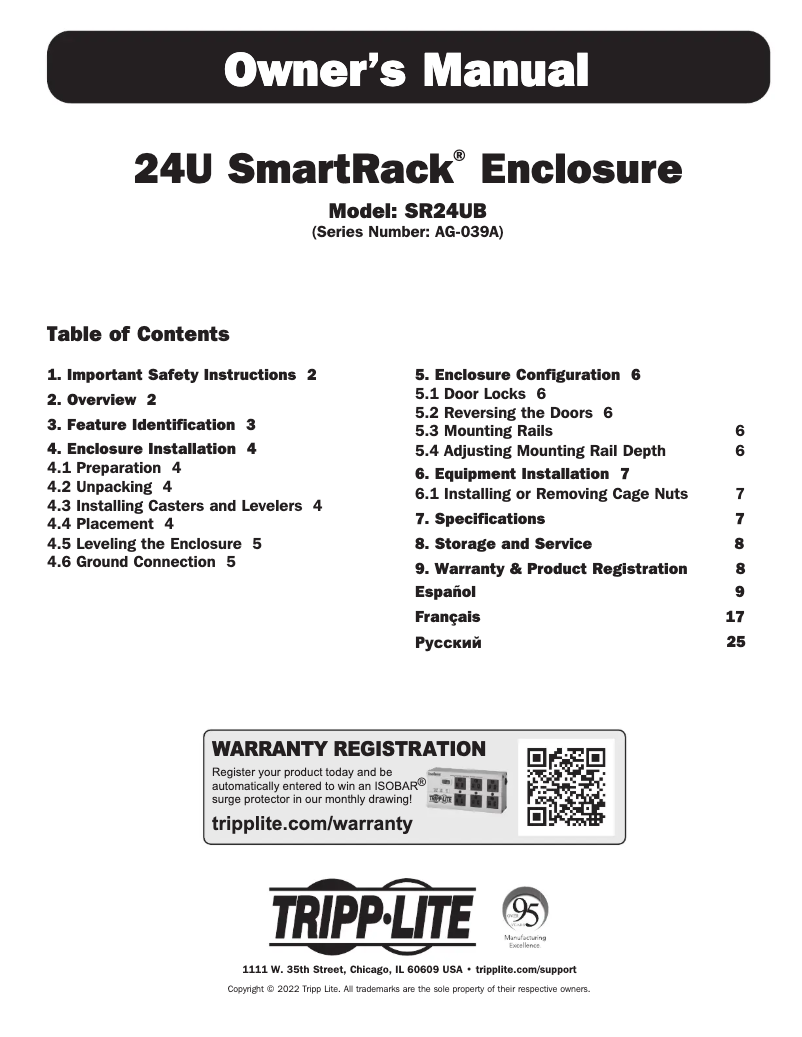 Page n°1 - Manuel utilisateur Tripp Lite SmartRack SR24UB