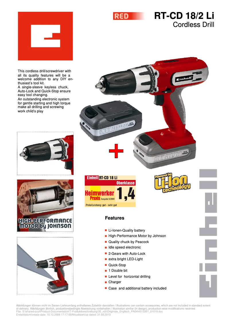 Página 1 del manual Manual de usuario Einhell RT-CD 18/2 Li