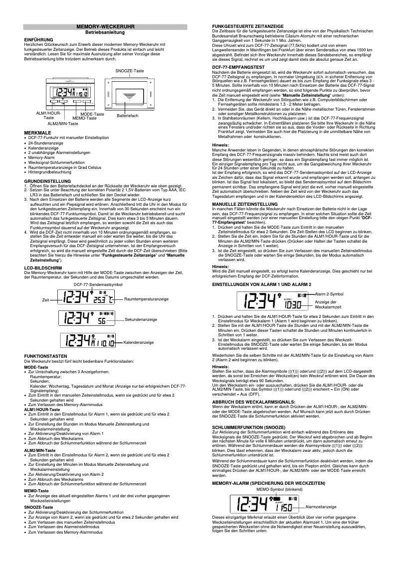 Page 1 of the manual User Manual Techno Line WT 87