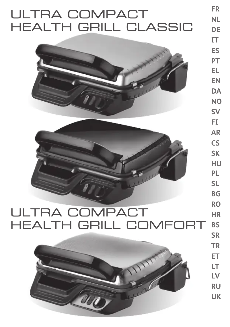 Page 1 de la notice Manuel utilisateur Tefal Ultra Compact Health Grill Classic GC3060