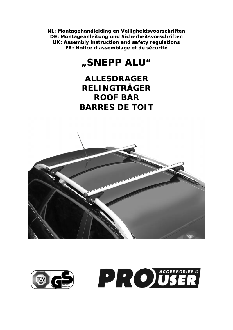 Page n°1 - Manuel utilisateur Pro-User SNEPP ALU 50017