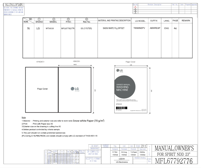 Page n°1 - Manuel utilisateur LG WTS6520