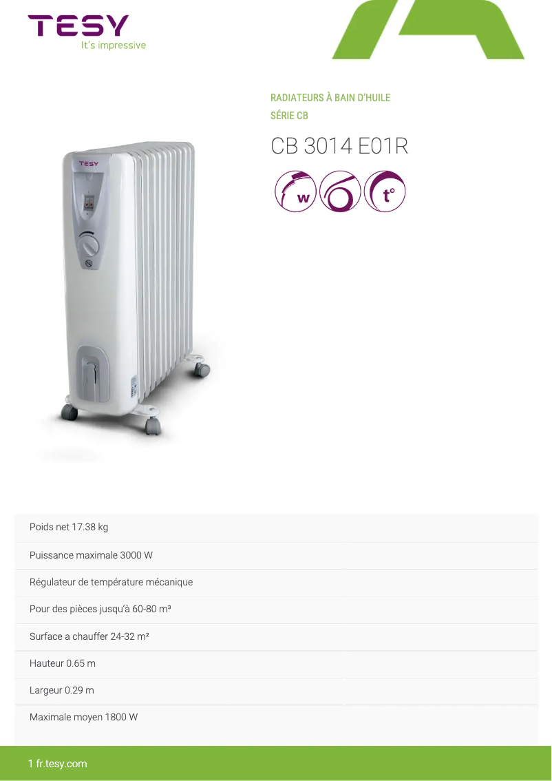Page 1 de la notice Manuel utilisateur Tesy CB 3014 E01R