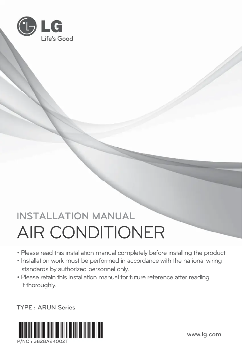 Page 1 de la notice Manuel utilisateur LG ARUN80LH2