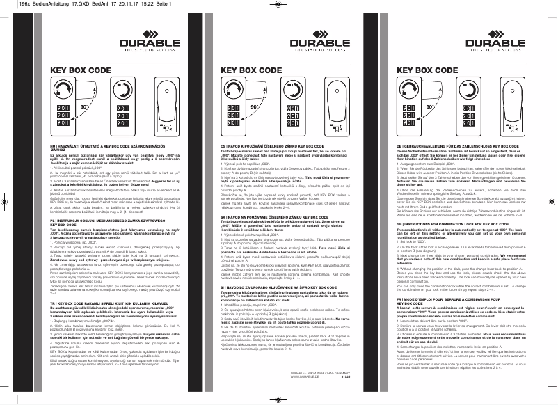 Page 1 de la notice Manuel utilisateur Durable KEY BOX CODE 18