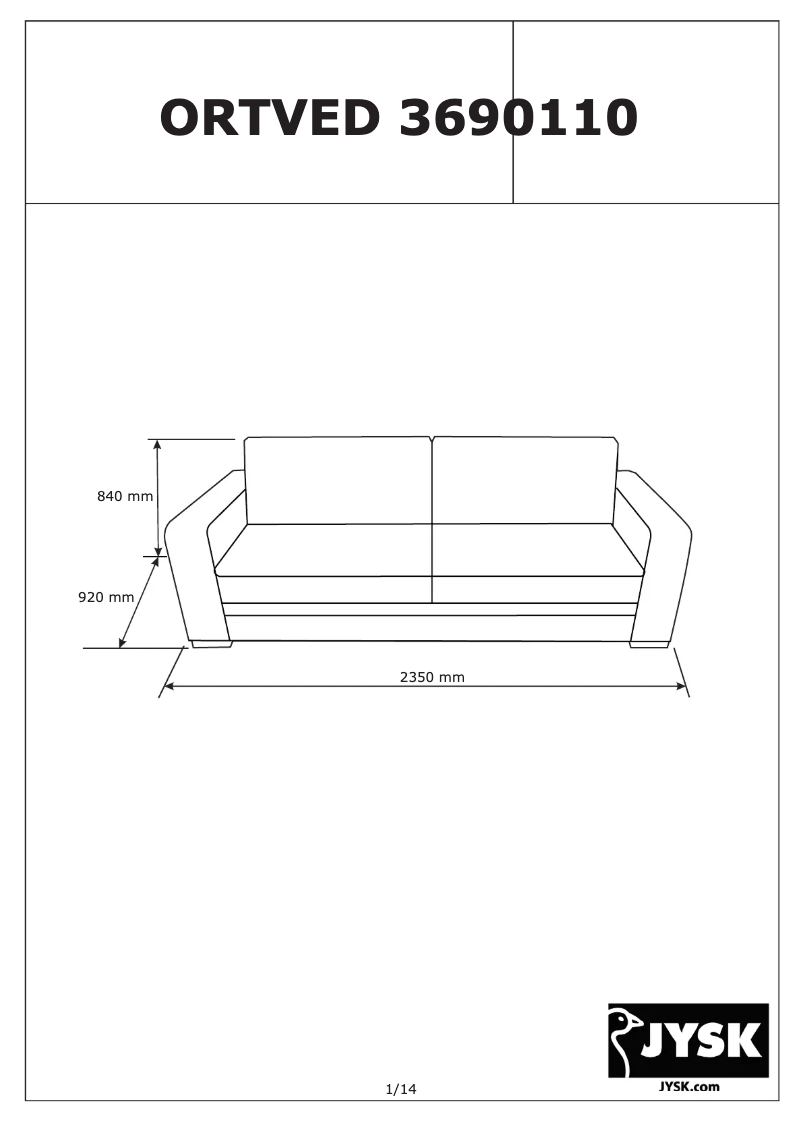 Página 1 del manual Manual de usuario JYSK Ortved