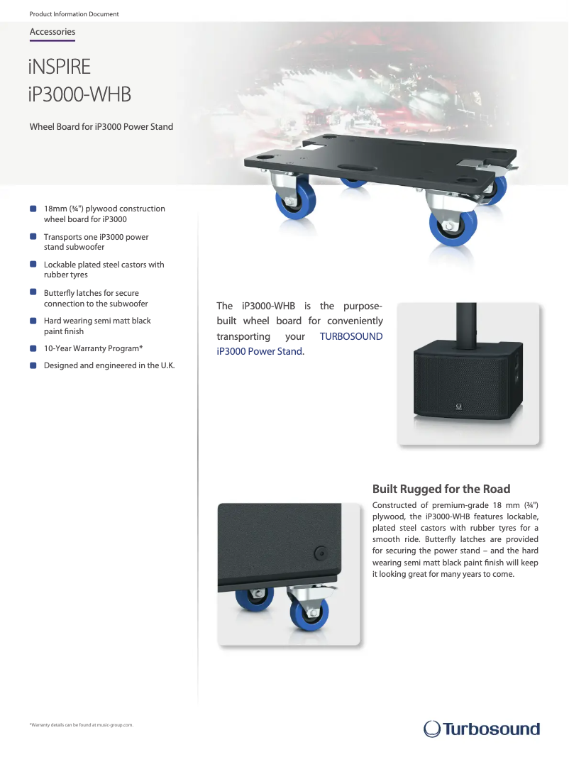 Page n°1 - Fiche technique Turbosound iNSPIRE iP3000-WHB