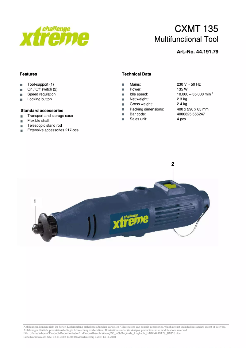 Page n°1 - Fiche technique Challenge Xtreme CXMT 135
