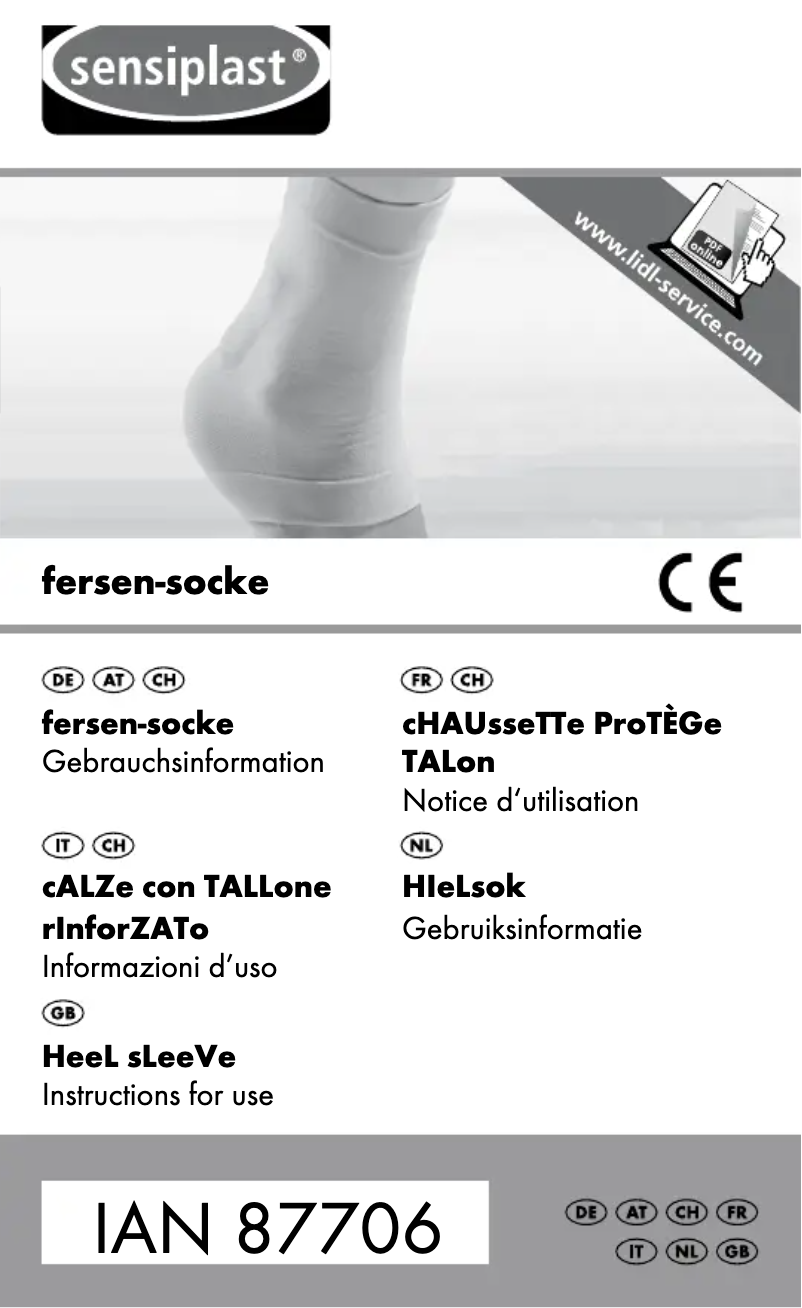 Page 1 de la notice Manuel utilisateur Sensiplast IAN 87706