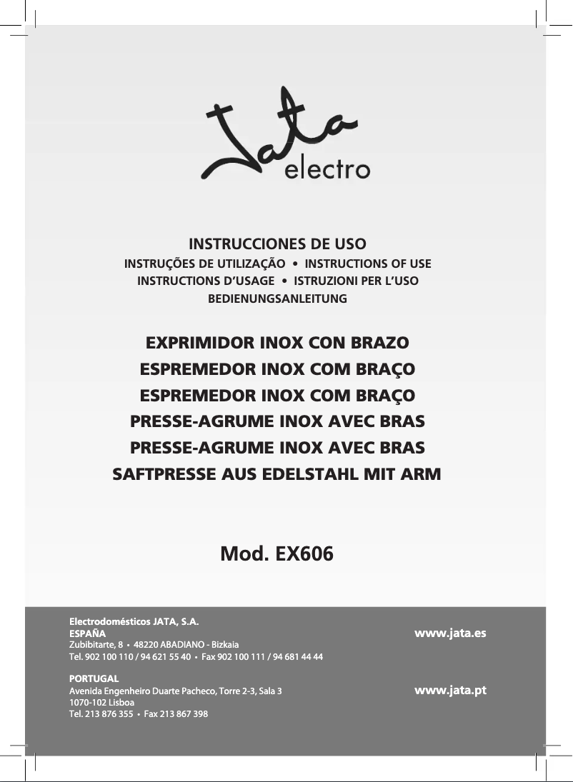 Page n°1 - Manuel utilisateur Jata EX606
