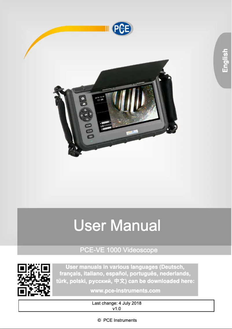 Page 1 de la notice Manuel utilisateur PCE Instruments PCE-VE 1000