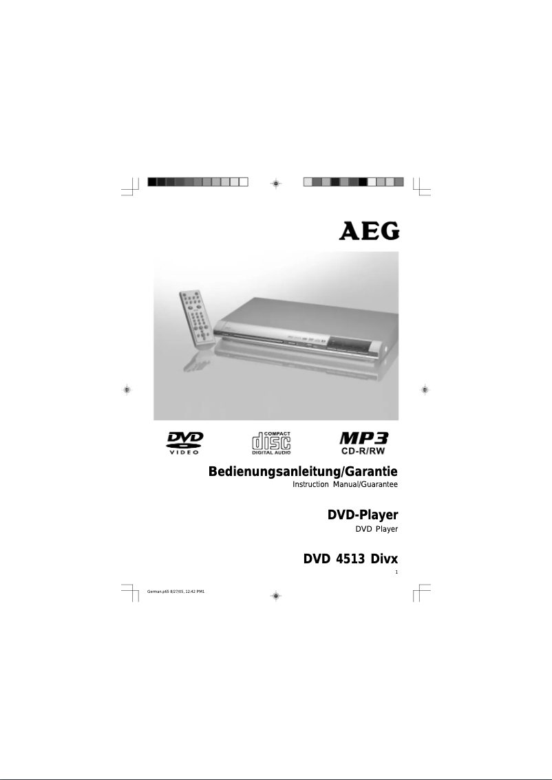 Page 1 de la notice Manuel utilisateur AEG DVD 4513 DIVX