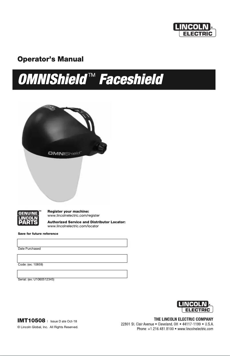 Imagen de la primera página del manual del dispositivo OMNIShield Faceshield