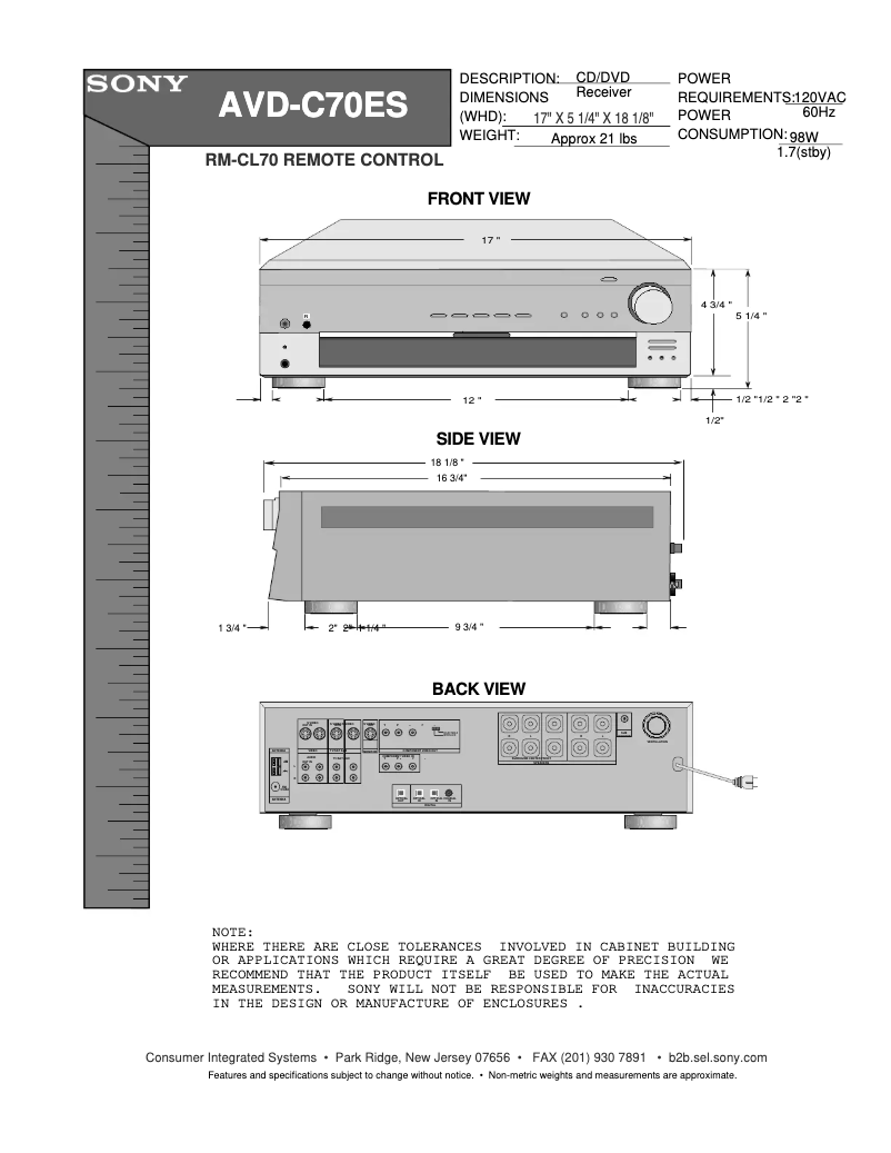 Image de la première page du manuel de l'appareil AVD-C70ES