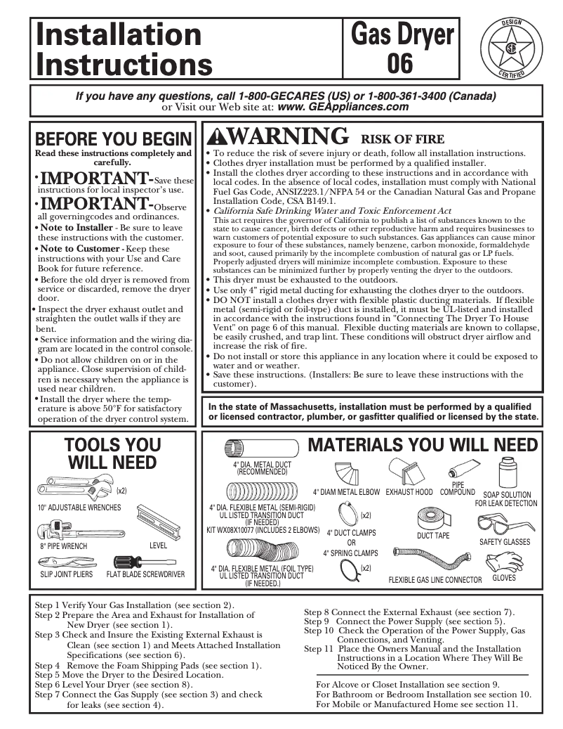 Page 1 de la notice Guide d'installation Hotpoint NVLR223GGWW