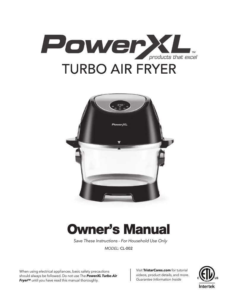Image de la première page du manuel de l'appareil Turbo Air Fryer CL-002