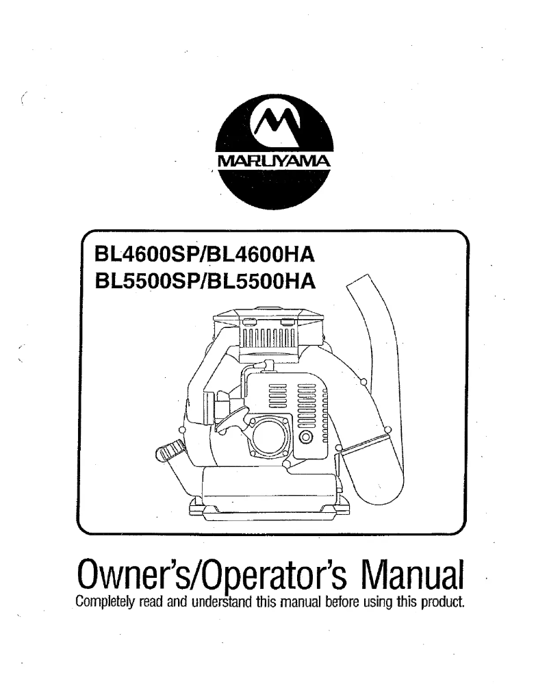Page n°1 - Manuel utilisateur Maruyama BL4600SP