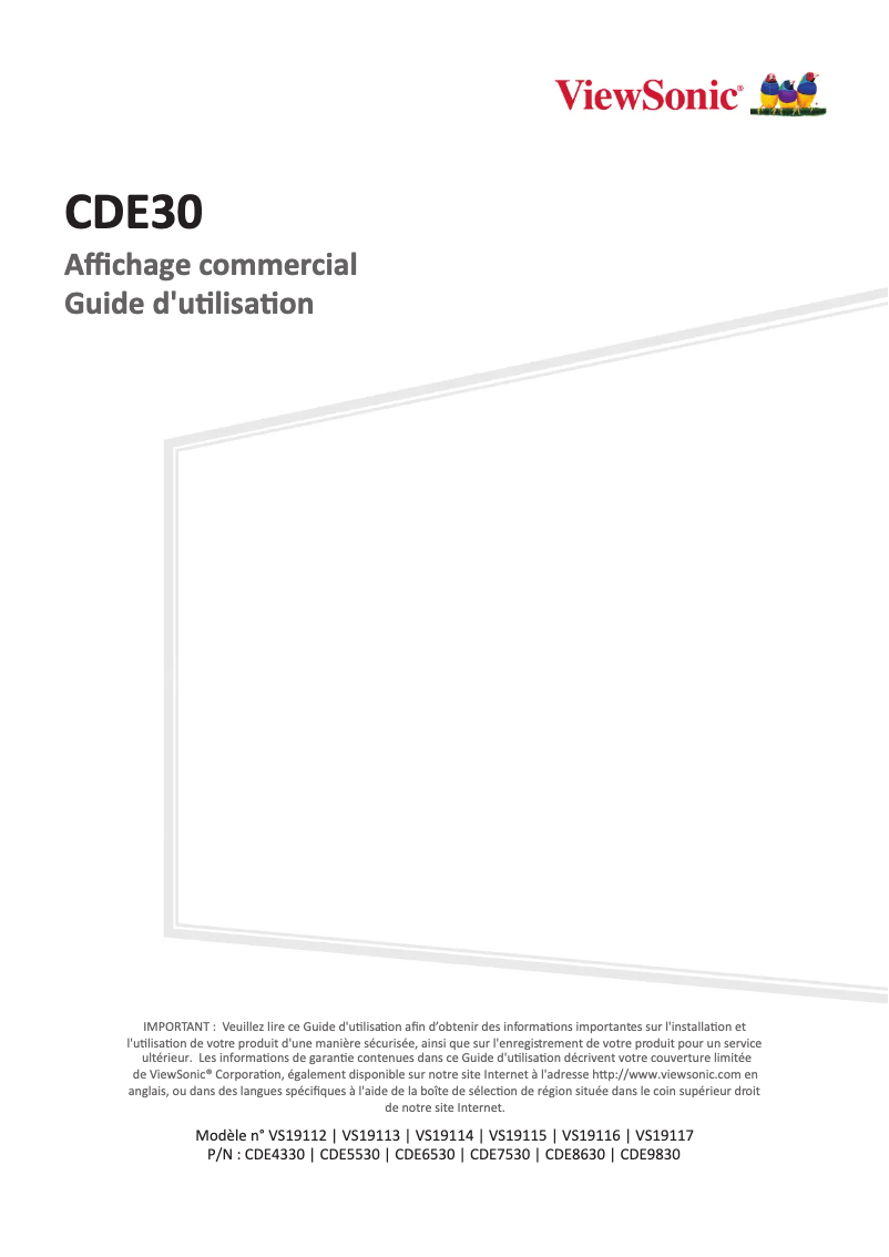 Page 1 de la notice Manuel utilisateur Viewsonic CDE8630