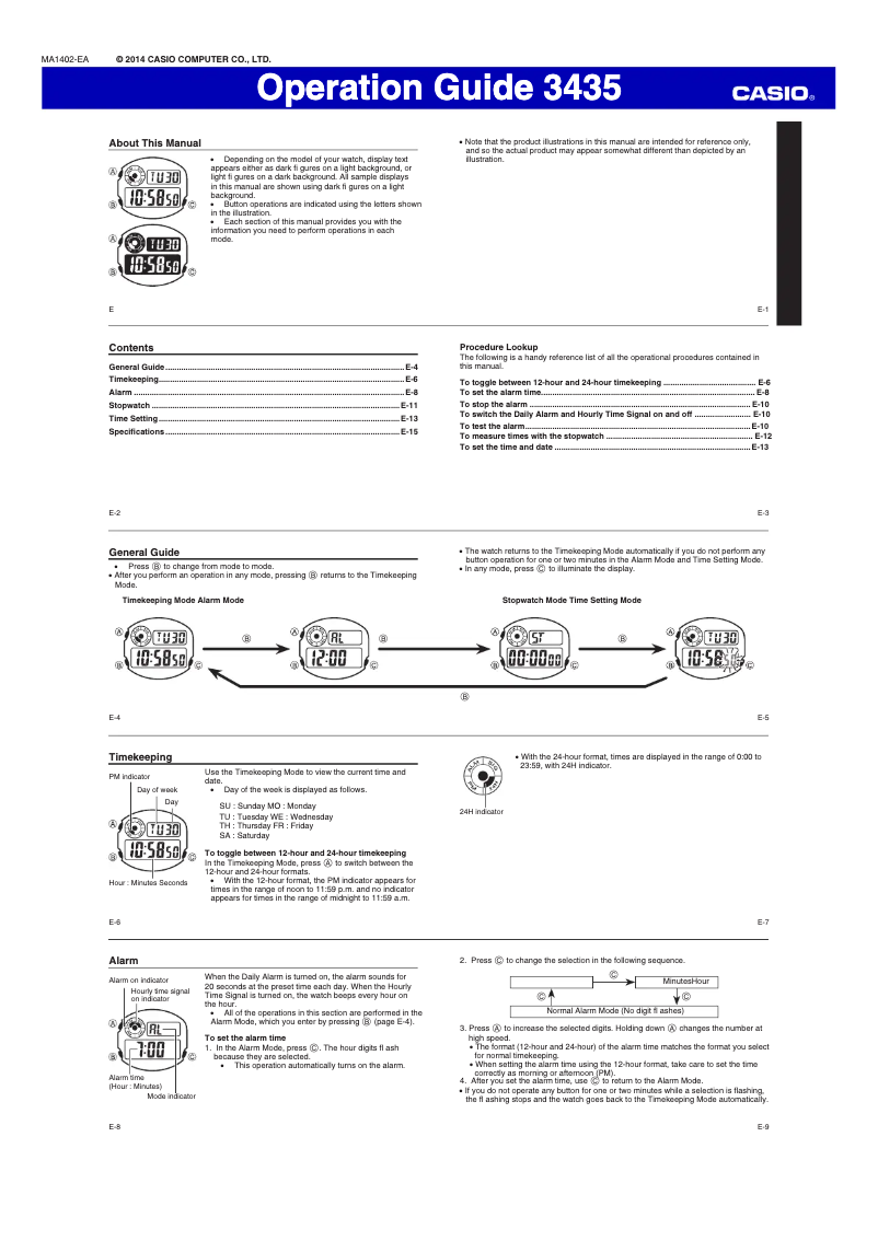 Page 1 de la notice Manuel utilisateur Casio Collection W-216H-1BVEF