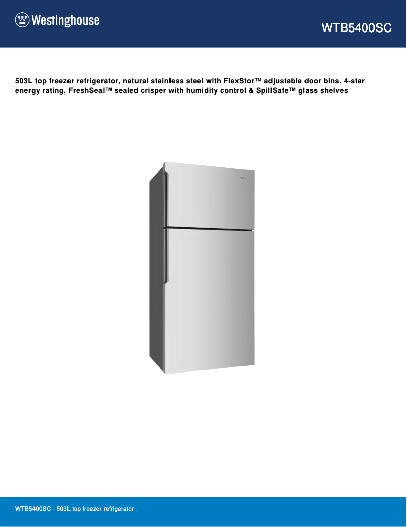 Image de la première page du manuel de l'appareil WTB5400SC