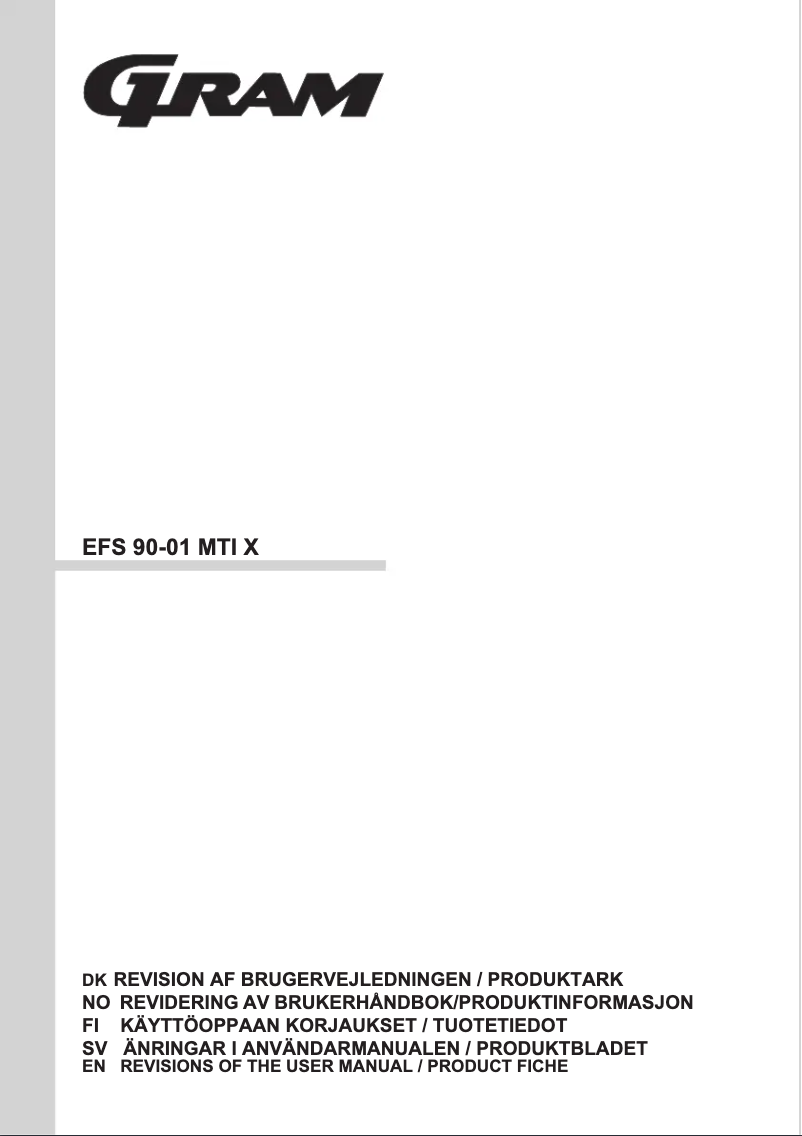 Page 1 de la notice Manuel utilisateur Gram EFS 90-01 MTI X