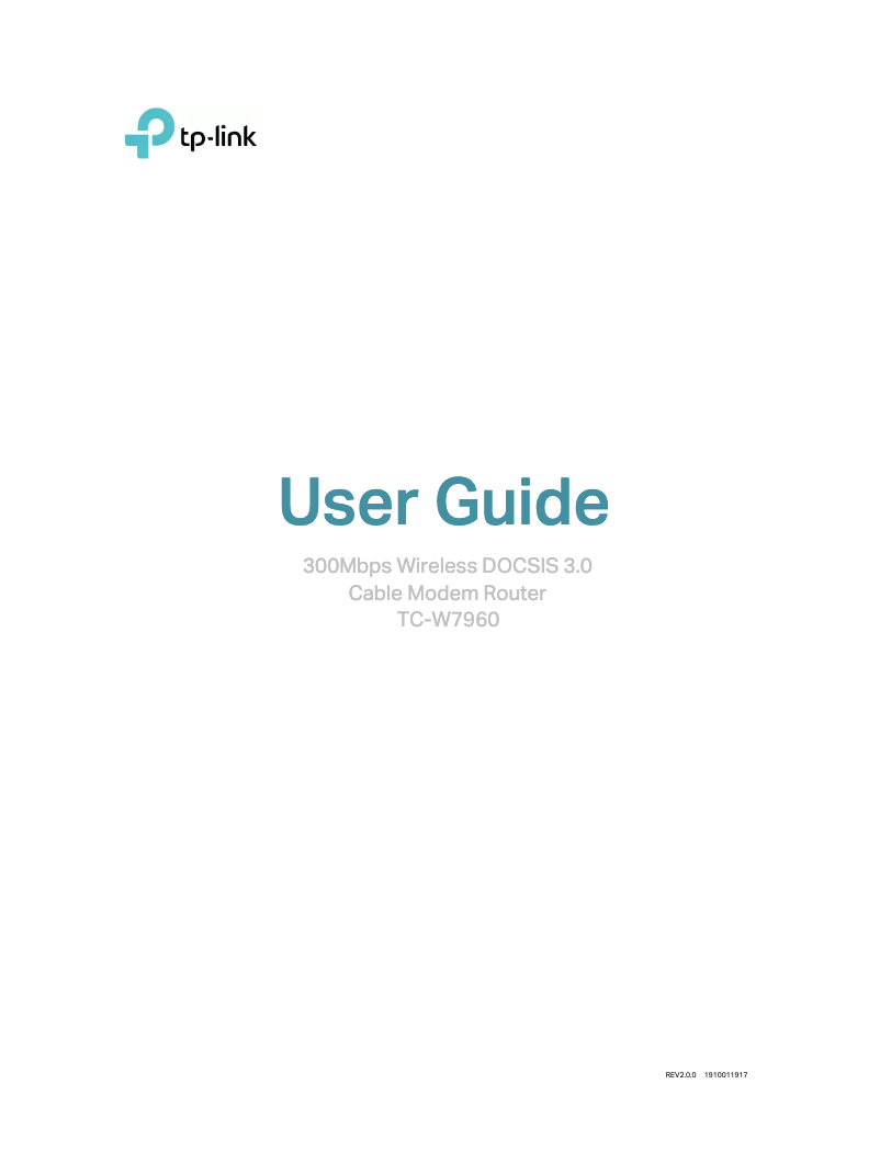Page 1 de la notice Manuel utilisateur TP-Link TC-W7960