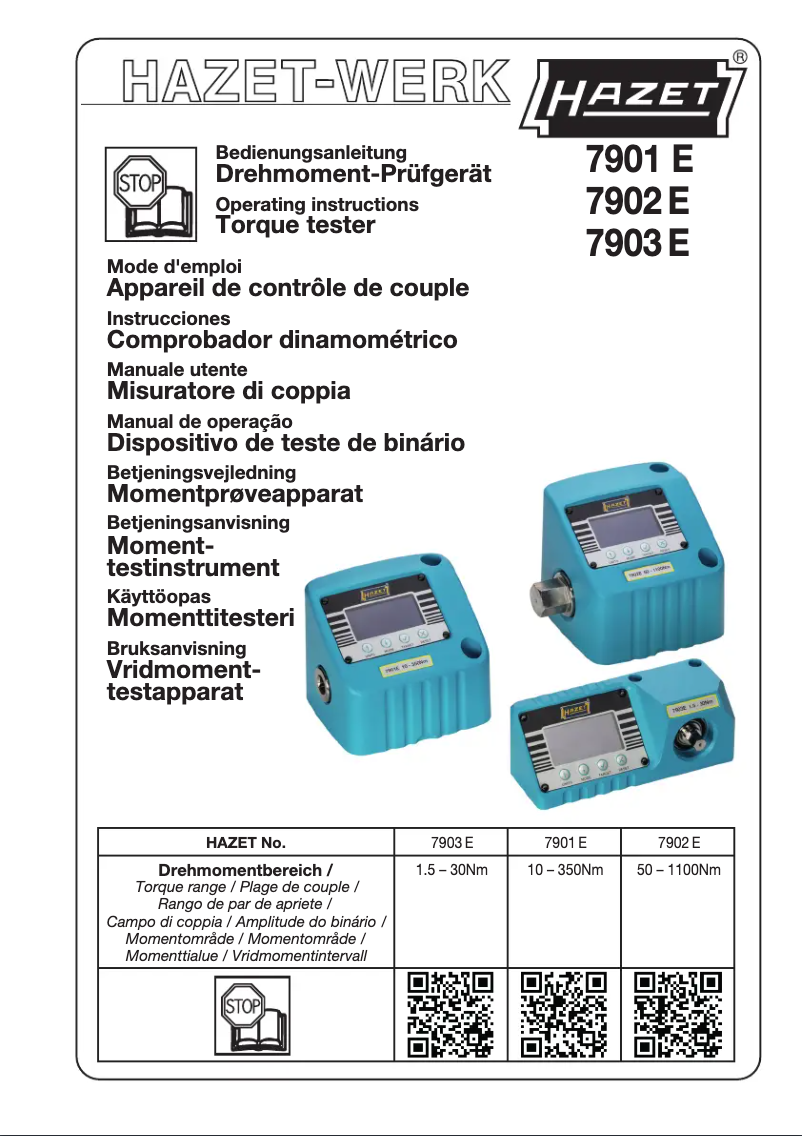 Page n°1 - Manuel utilisateur Hazet 7903E