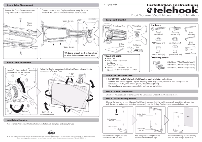 Page n°1 - Manuel utilisateur Atdec TH-1040-VFM