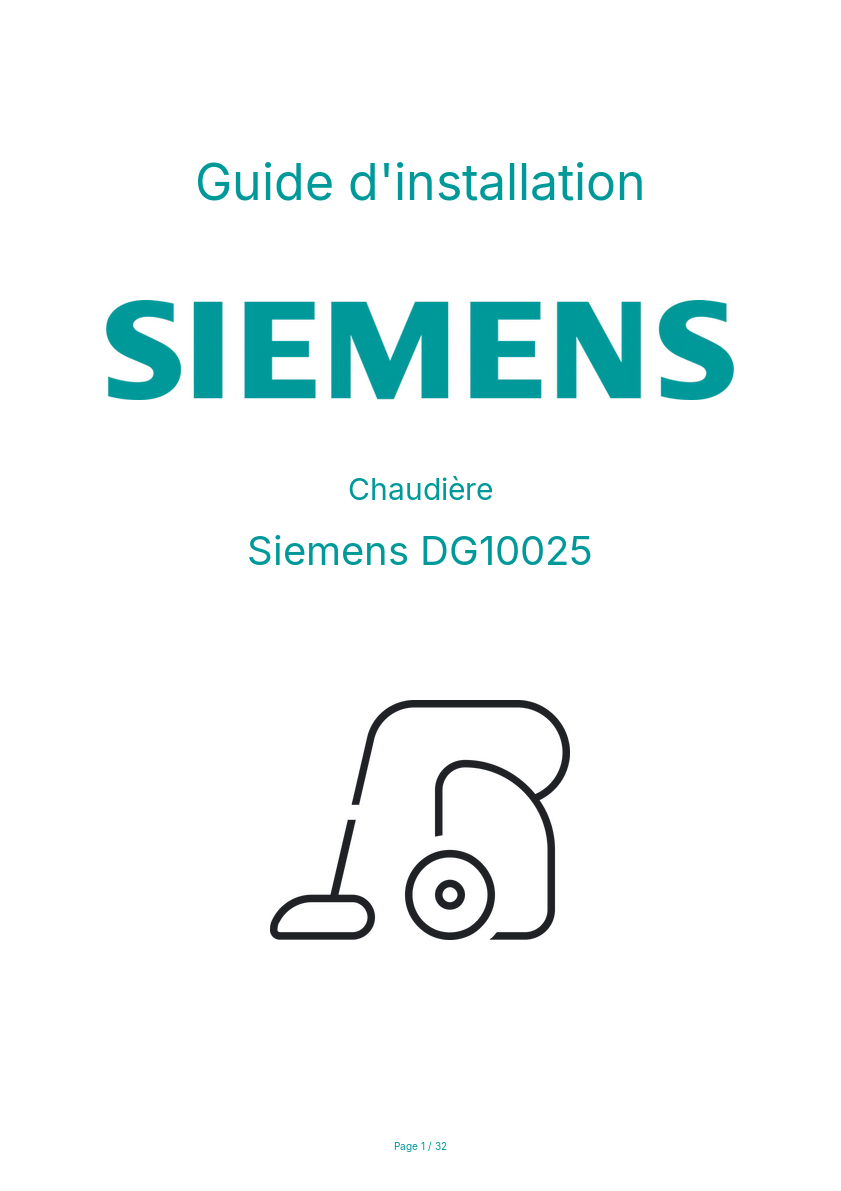 Page n°1 - Guide d'installation Siemens DG10025