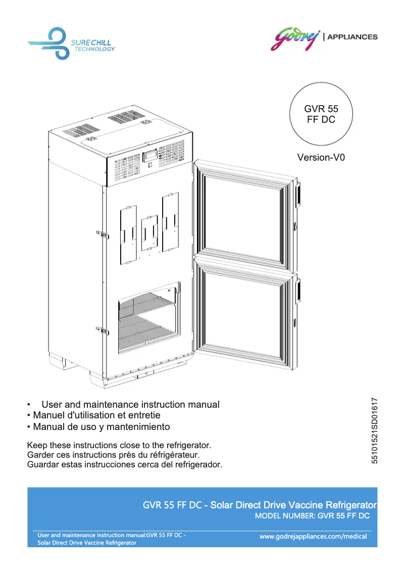 Page n°1 - Manuel utilisateur Godrej GVR 55 FF DC
