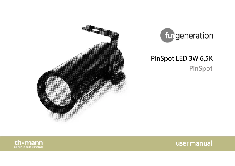 Image de la première page du manuel de l'appareil PinSpot LED