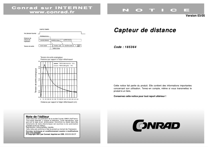 Page 1 de la notice Manuel utilisateur Sharp GP2Y0A02YK