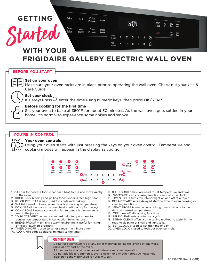 Page 1 de la notice Guide de démarrage rapide Frigidaire FGEW2766UD