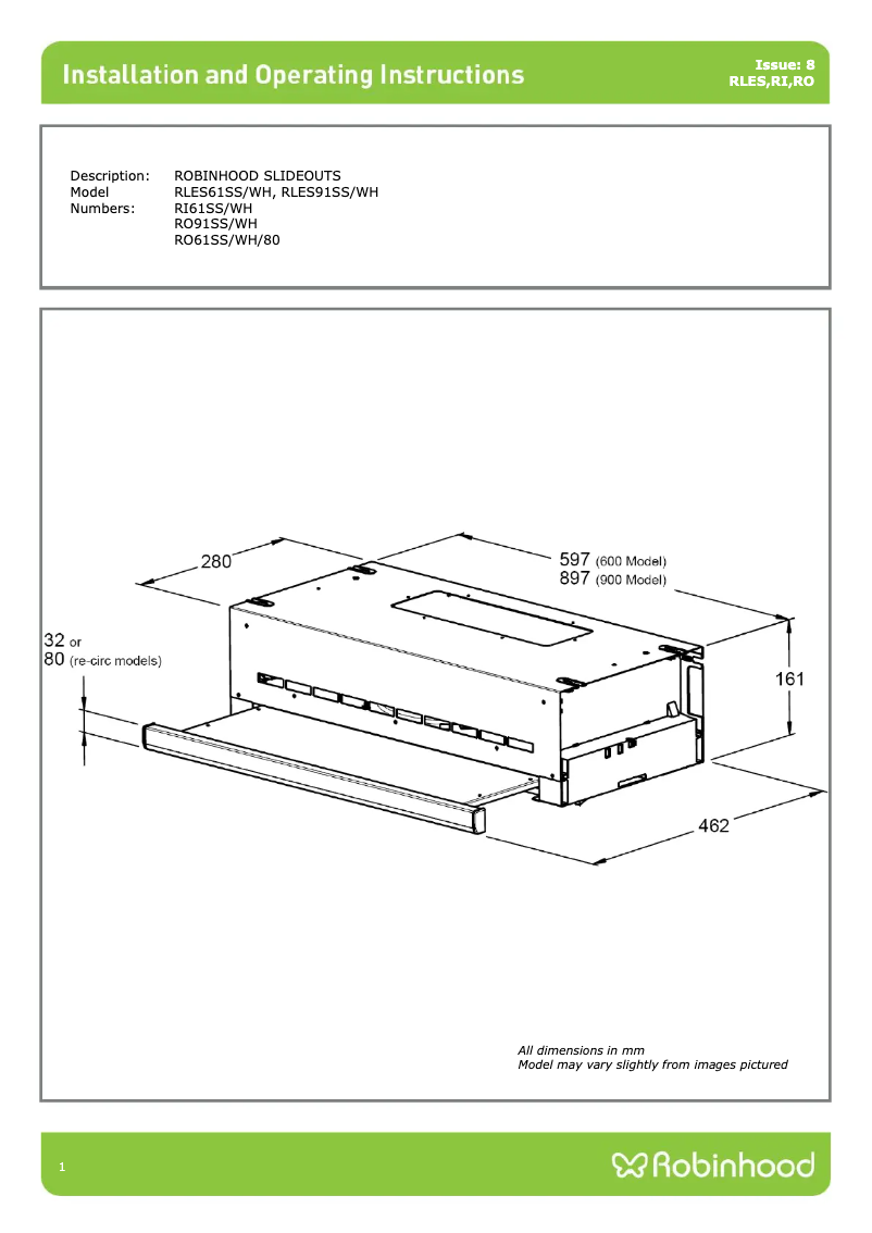 Page n°1 - Instructions / montage Robinhood RI61SS