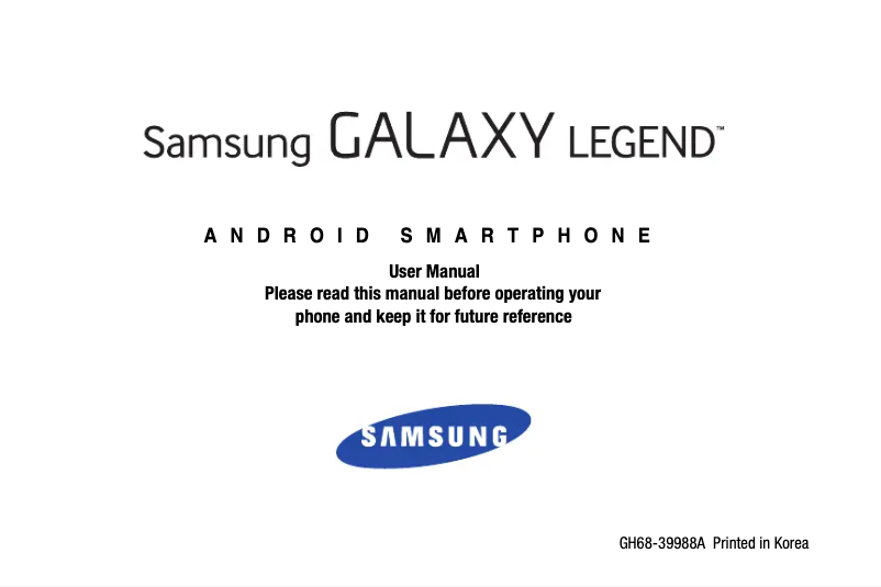 Page 1 de la notice Manuel utilisateur Samsung Galaxy Legend