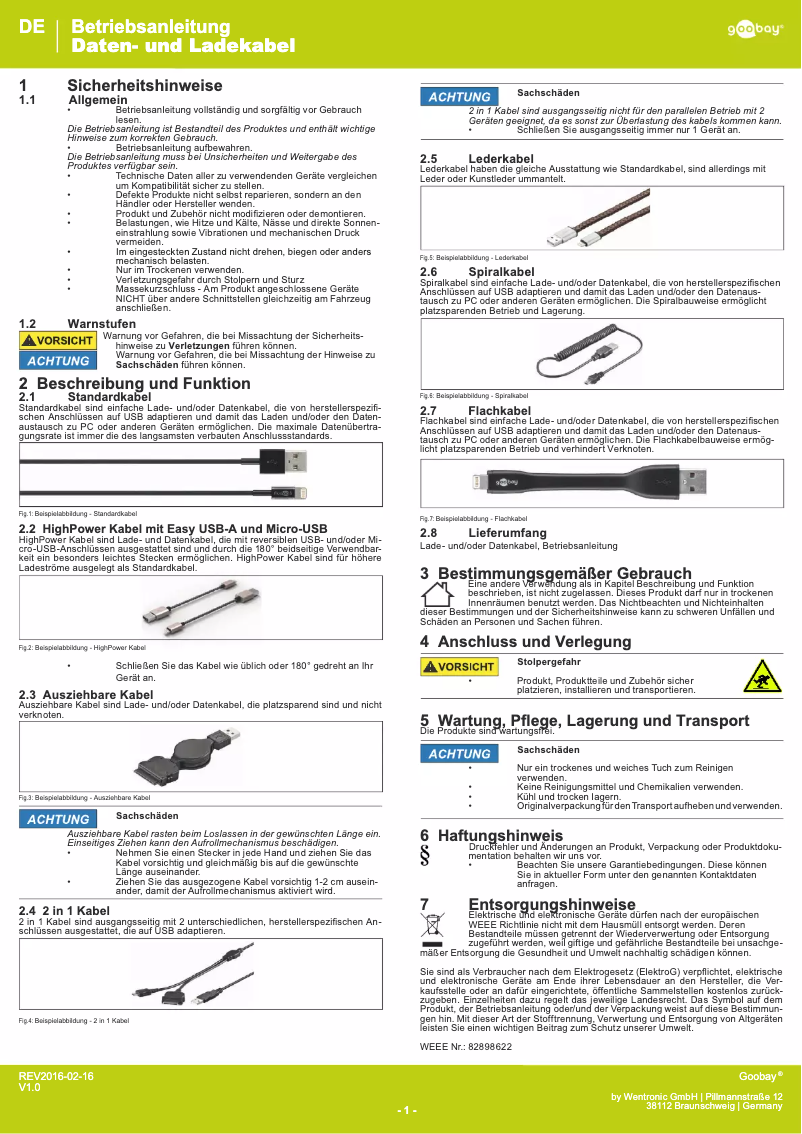 Page n°1 - Manuel utilisateur Goobay 44183