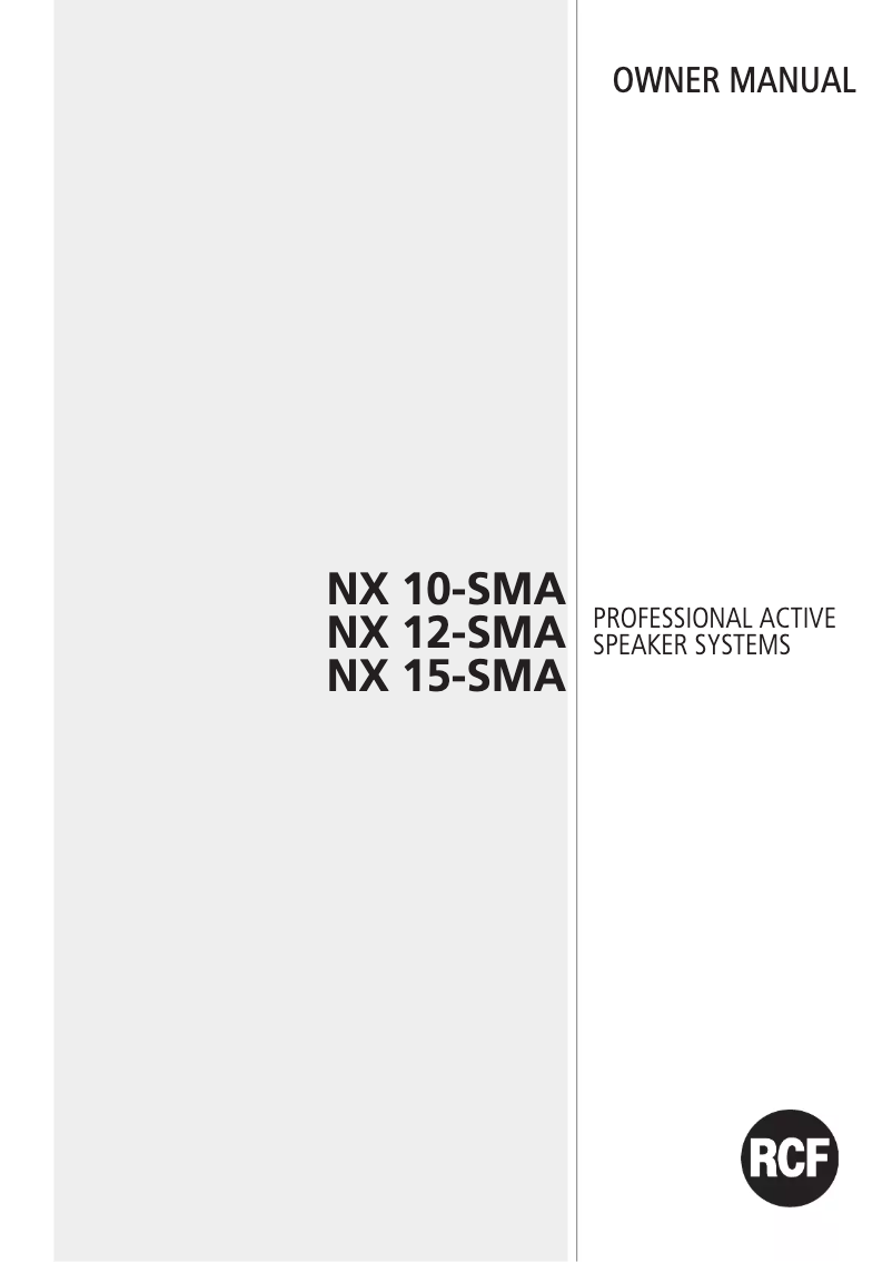 Image de la première page du manuel de l'appareil NX 15-SMA