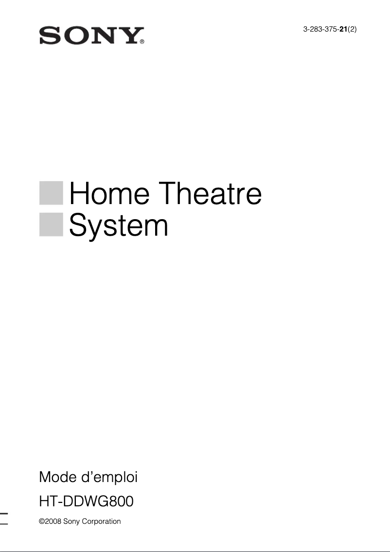 Image de la première page du manuel de l'appareil HT-DDWG800