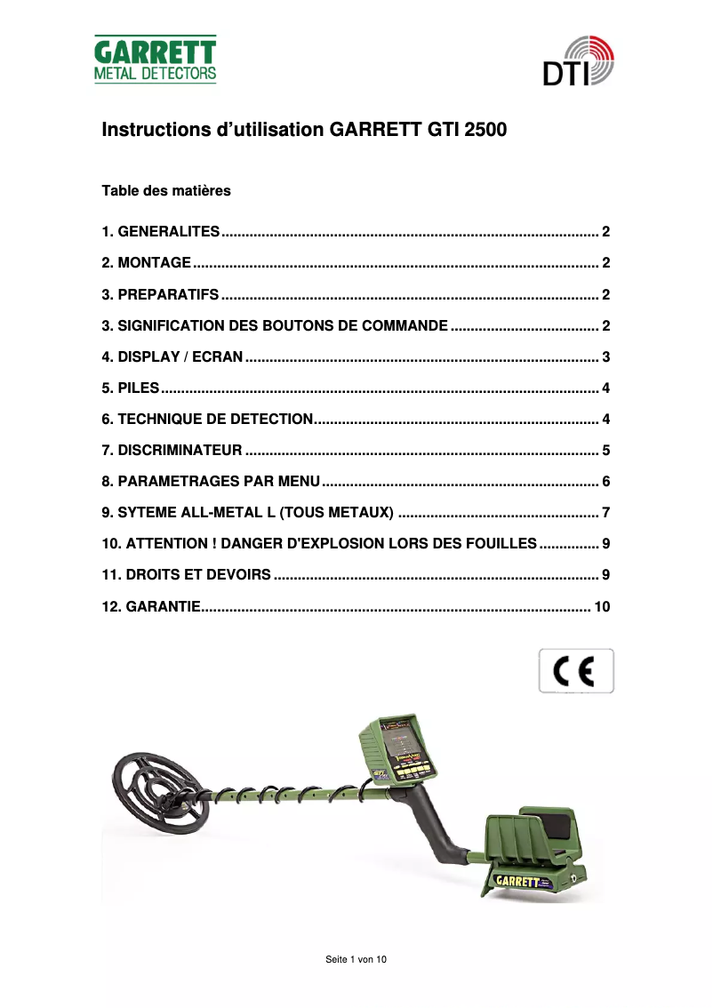 Image de la première page du manuel de l'appareil GTI 2500