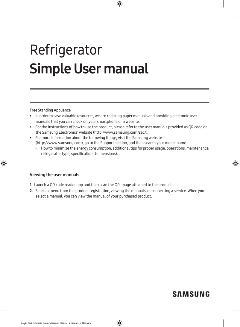Page n°1 - Manuel utilisateur Samsung RB53DG703DS9