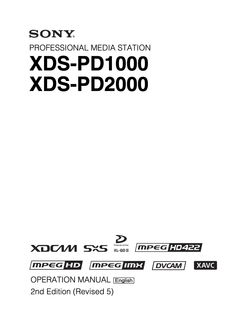 Página 1 del manual Manual de usuario Sony XDS-PD2000