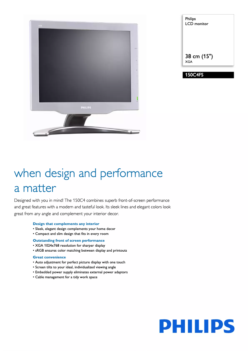 Page 1 de la notice Brochure Philips 150C4FS