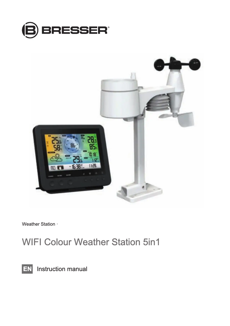 Página 1 del manual Manual de usuario Bresser WIFI Colour Weather Station 5in1
