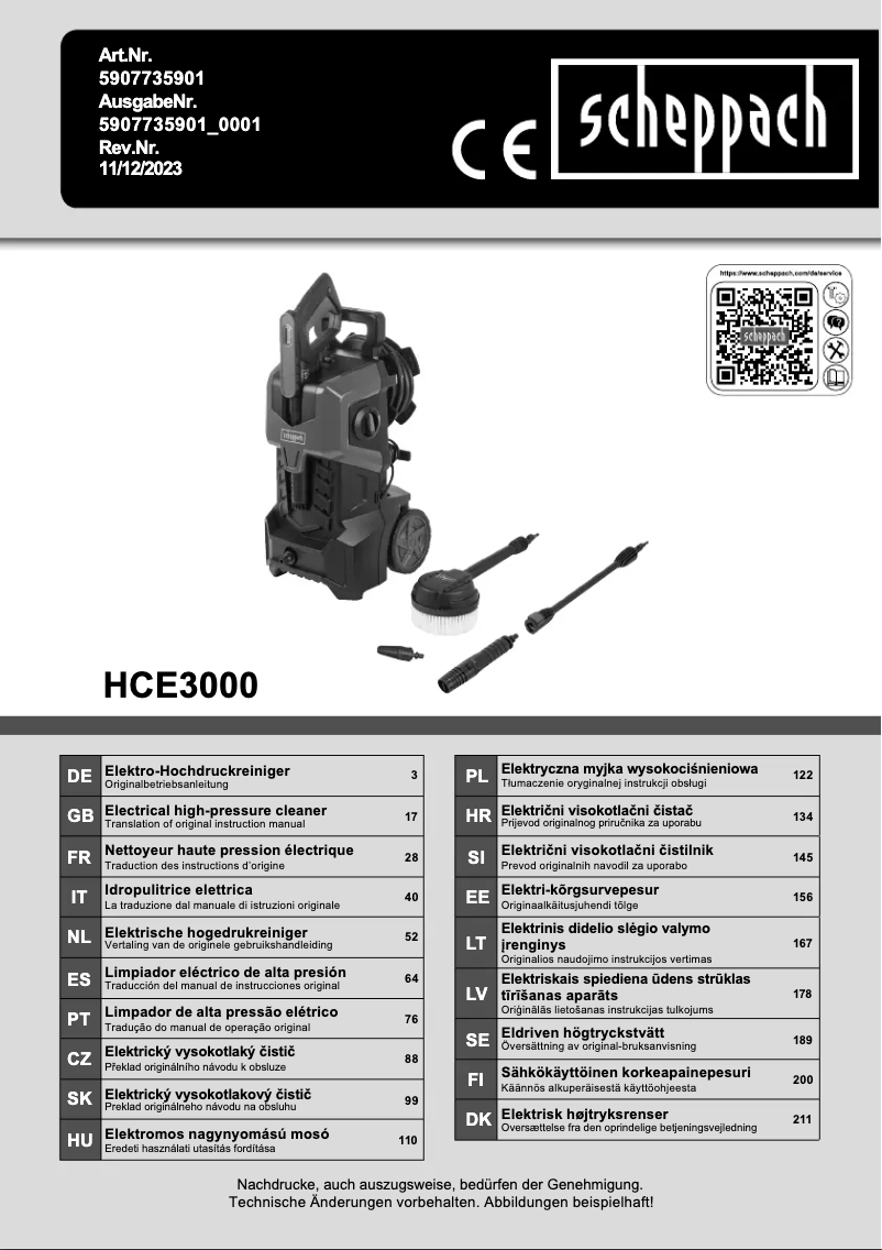 Page n°1 - Manuel utilisateur Scheppach HCE3000