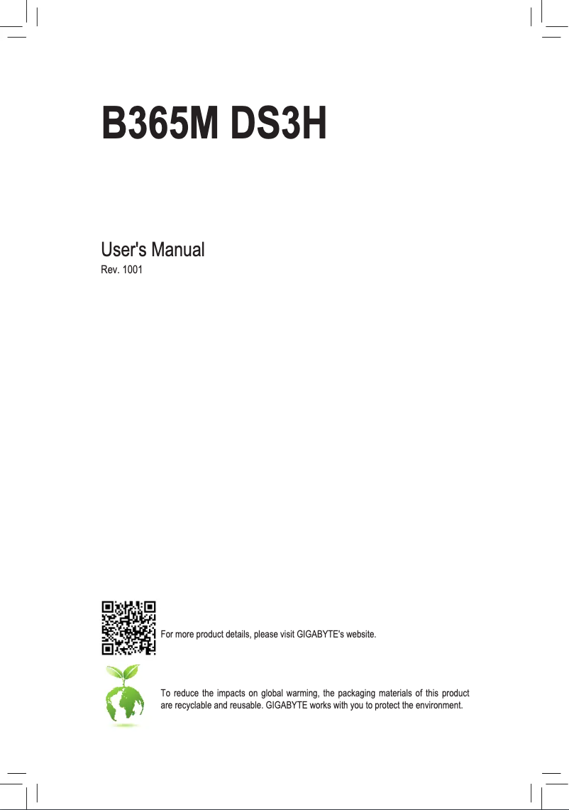 Page n°1 - Manuel utilisateur Gigabyte B365M DS3H